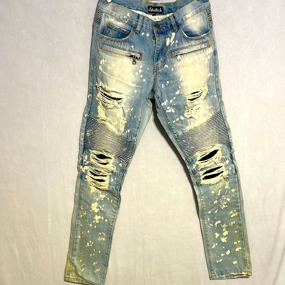 Embellish Distressed Biker Jeans